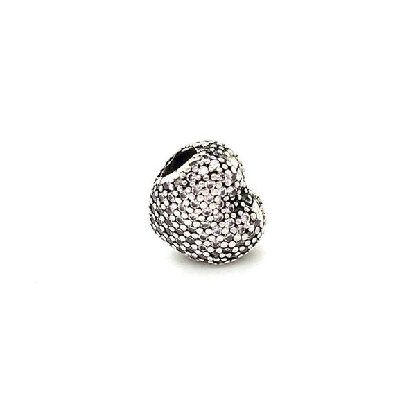 Pandora Pave Pink Cz Heart Clip Charm - Picture 1 of 4